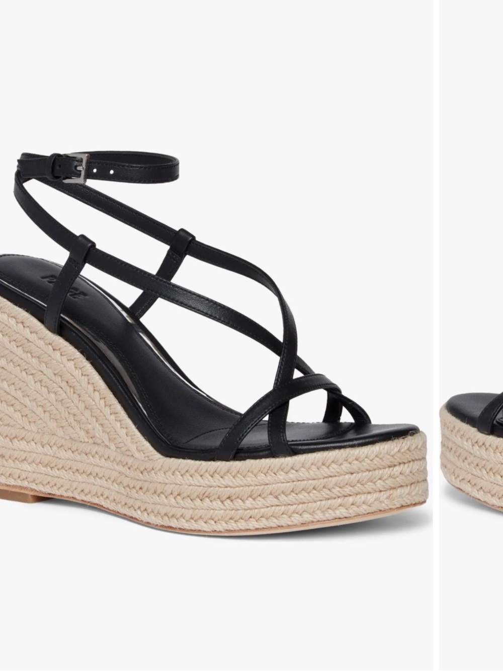 PAIGE Black Braided Espadrille Wedge Sandals